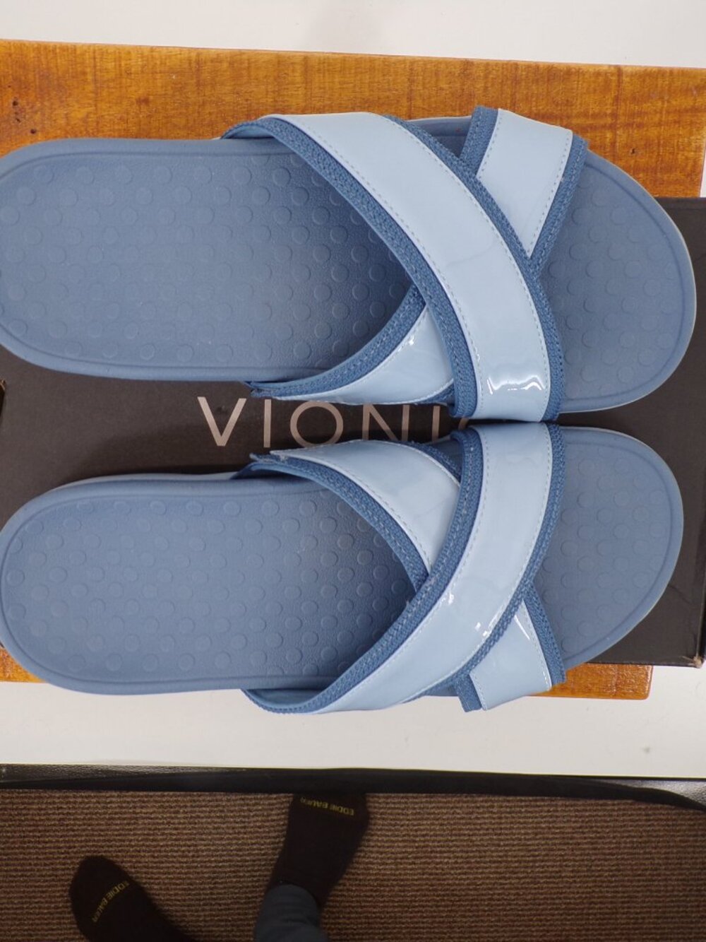 Vionic Womens Sandals Cross Strap Slide Orthotic Blue Size 7 - Picture 2 of 8